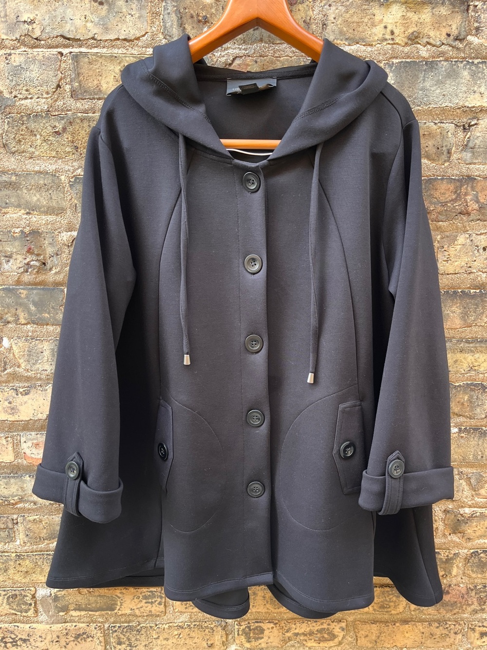 Christian Siriano New York Swing Jacket Hooded Neutral Black Size 1X